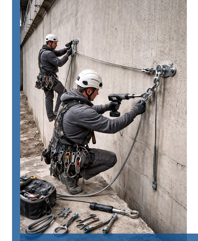 Монтаж анкерных линий высотной безопасности в Туле